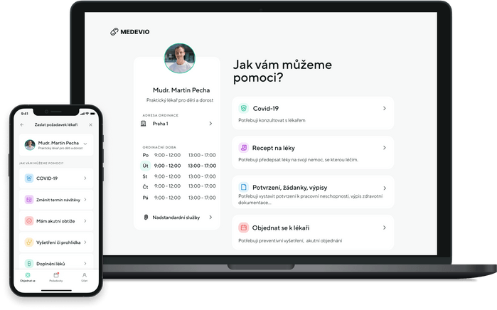 Aplikace Medevio – Jak vám můžeme pomoci: objednání, recept na léky, potvrzení a žádanky
